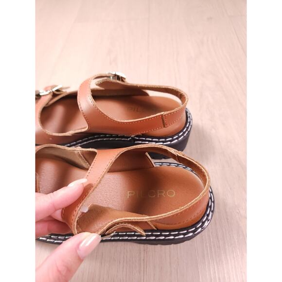 Pilcro by Anthropologie Leather Platform Sandals Lug Sole Brown Size 37 - Picture 4 of 10